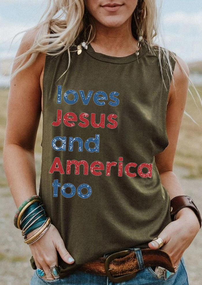 Loves Jesus and America Too Tank Top