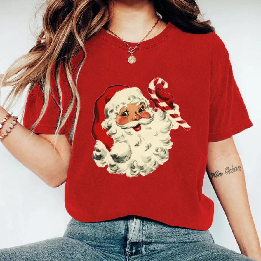 Vintage Red Santa Claus Red Christmas Design T-Shirt - prettyspeach